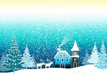 クリスマス 山中の家 背景無料イラスト画像58378